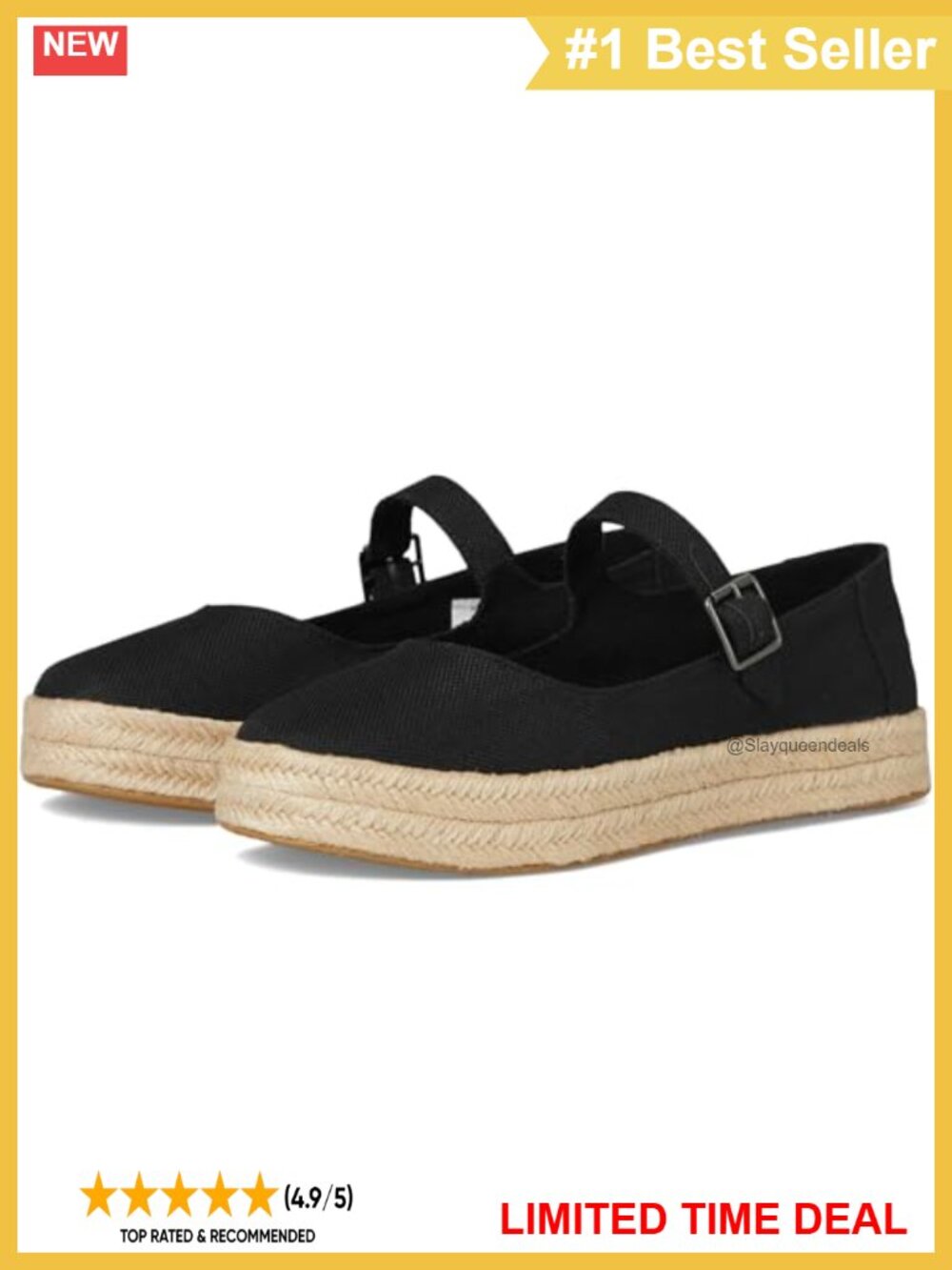 TOMS Carolina Mary Jane Canvas Flatform Espadrille